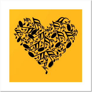 Black Music Notes Heart Posters and Art